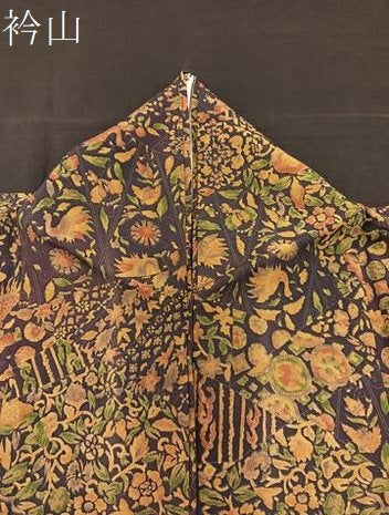 平和屋着物▽上質な小紋 単衣 切り嵌め花鳥文 正絹 逸品 BAAS8379hv