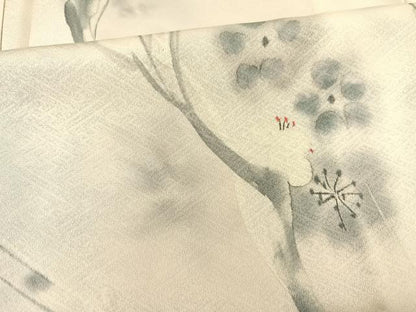 平和屋着物▽染色家 岩浅公展 小紋 単衣 手描き 枝梅文 正絹 逸品 未使用 BAAS8380hv