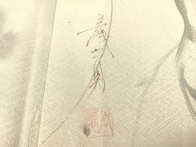 平和屋着物▽染色家 岩浅公展 小紋 単衣 手描き 枝梅文 正絹 逸品 未使用 BAAS8380hv