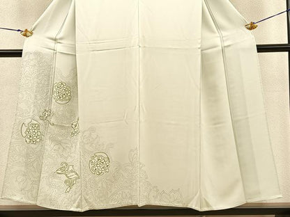 平和屋着物▽訪問着 単衣 刺繍 飾花文 金糸 正絹 逸品 BAAS8381hv