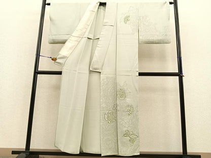 平和屋着物▽訪問着 単衣 刺繍 飾花文 金糸 正絹 逸品 BAAS8381hv