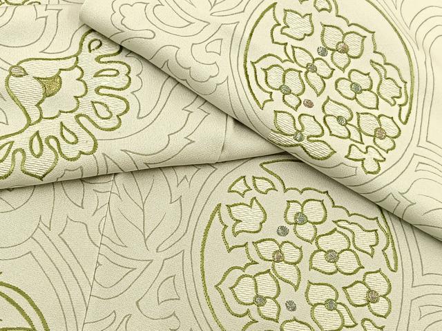 平和屋着物▽訪問着 単衣 刺繍 飾花文 金糸 正絹 逸品 BAAS8381hv