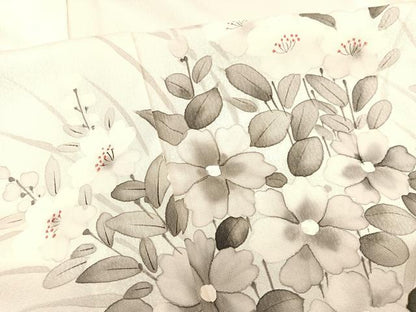 平和屋着物▽訪問着 単衣 手描き 草花文 正絹 逸品 BAAS8382hv