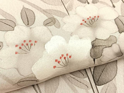 平和屋着物▽訪問着 単衣 手描き 草花文 正絹 逸品 BAAS8382hv