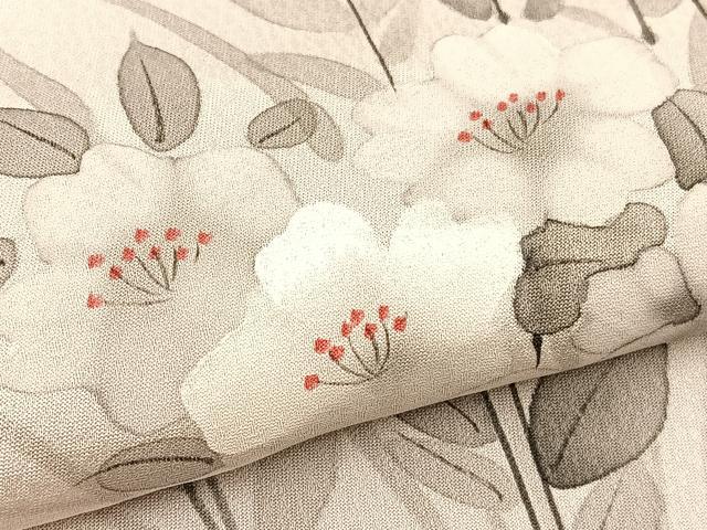 平和屋着物▽訪問着 単衣 手描き 草花文 正絹 逸品 BAAS8382hv