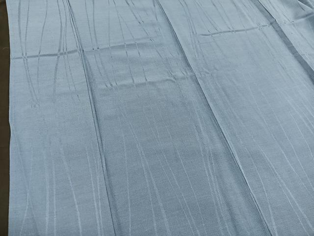平和屋着物▽上質な色無地 単衣 流水地紋 青藤色 お召縮緬 正絹 逸品 BAAS8386hv