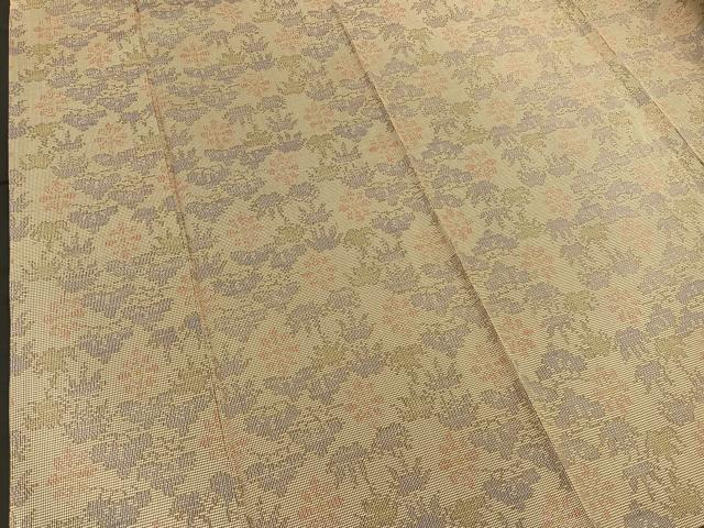 平和屋着物▽上質な紬 単衣 松竹花文 正絹 逸品 BAAS8387hv