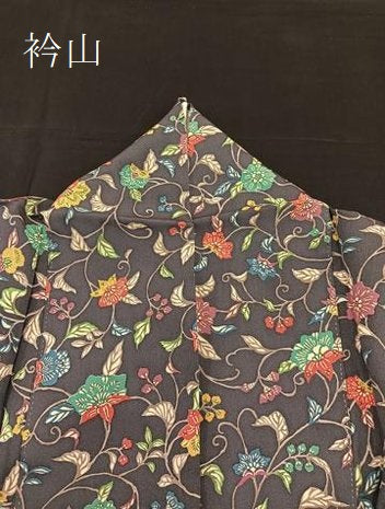 平和屋着物▽上質な小紋　単衣　花唐草文　正絹　逸品　CAAY6401gh
