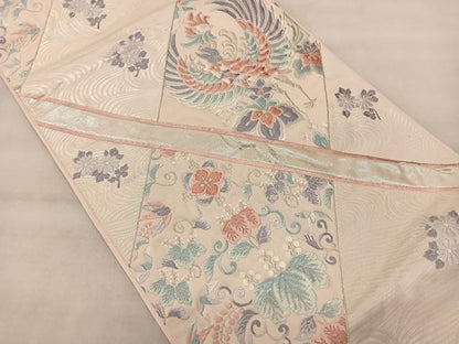平和屋着物◎六通柄袋帯 唐織 明日香錦 花鳥文 金銀糸 正絹 逸品 BAAS8899ui