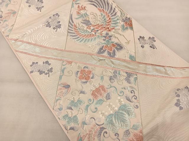 平和屋着物◎六通柄袋帯 唐織 明日香錦 花鳥文 金銀糸 正絹 逸品 BAAS8899ui