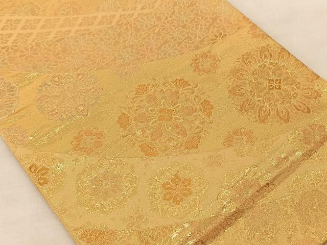 平和屋着物◎六通柄袋帯 正倉院花文 金糸 正絹 逸品 BAAS8917ui