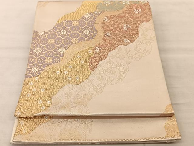 平和屋着物◎六通柄袋帯 道長吉祥文 金糸 正絹 逸品 BAAS8931ui