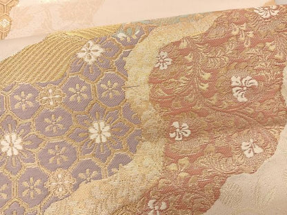 平和屋着物◎六通柄袋帯 道長吉祥文 金糸 正絹 逸品 BAAS8931ui