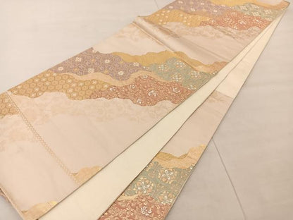 平和屋着物◎六通柄袋帯 道長吉祥文 金糸 正絹 逸品 BAAS8931ui