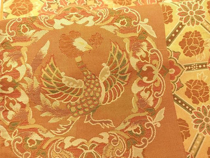 平和屋着物◎六通柄袋帯 市松花鳥文 正絹 逸品 BAAS8934ui