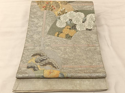 平和屋着物◎六通柄袋帯 天井花草文 金銀糸 正絹 逸品 BAAS8941ui