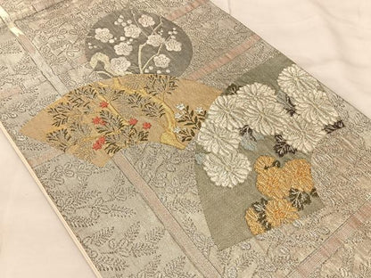 平和屋着物◎六通柄袋帯 天井花草文 金銀糸 正絹 逸品 BAAS8941ui