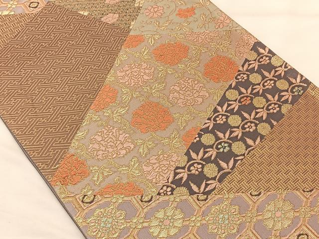 平和屋着物◎六通柄袋帯 唐織 切嵌有職文 金糸 正絹 逸品 BAAS8959ui