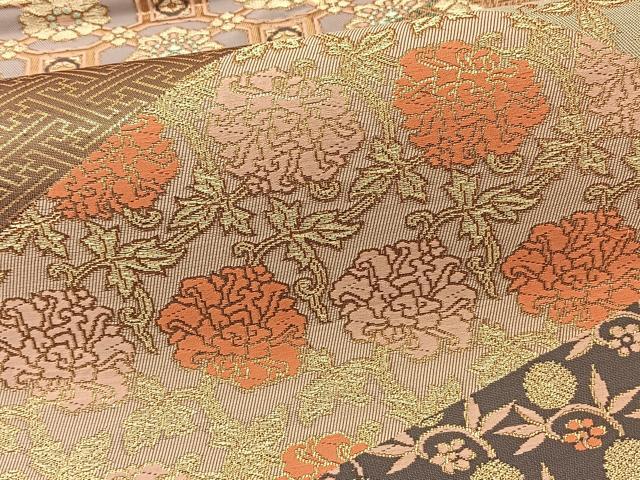 平和屋着物◎六通柄袋帯 唐織 切嵌有職文 金糸 正絹 逸品 BAAS8959ui