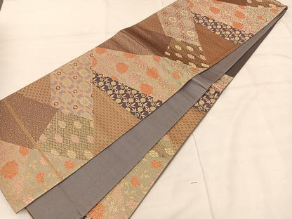 平和屋着物◎六通柄袋帯 唐織 切嵌有職文 金糸 正絹 逸品 BAAS8959ui