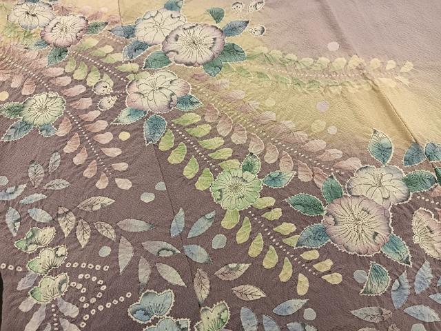 平和屋着物▽訪問着　単衣　作家物　辻が花　正絹　逸品　BAAS9214ow