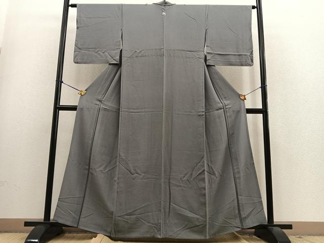 平和屋着物▽上質な色無地 単衣 薄墨色 正絹 逸品 BAAS9232ow
