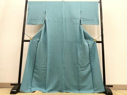 平和屋着物▽上質な色無地 単衣 草花地紋 浅縹色 正絹 逸品 BAAS9239ow