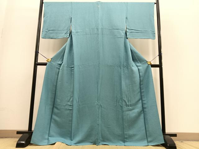 平和屋着物▽上質な色無地 単衣 草花地紋 浅縹色 正絹 逸品 BAAS9239ow