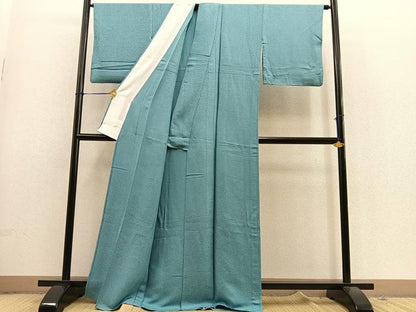平和屋着物▽上質な色無地 単衣 草花地紋 浅縹色 正絹 逸品 BAAS9239ow