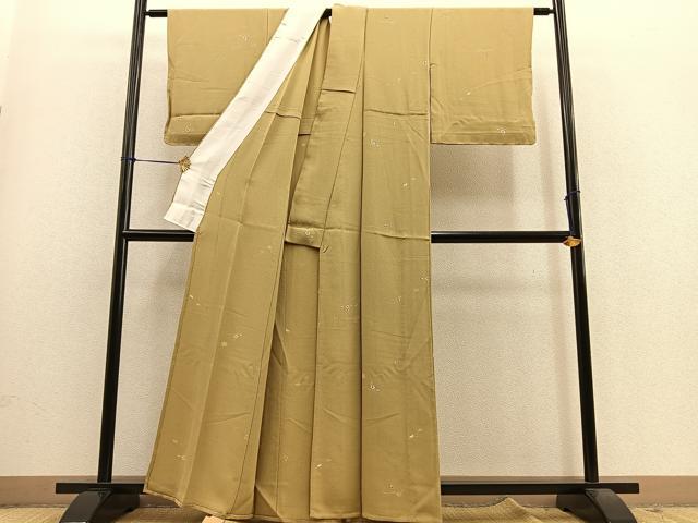 平和屋着物▽上質な小紋 単衣 作家物 草花文 正絹 逸品 BAAS9240ow