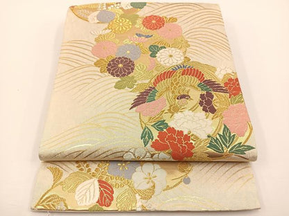 平和屋着物◎六通柄袋帯 瑞華錦 瑞祥鳳花文 唐織 金糸 正絹 逸品 BAAS9377ow