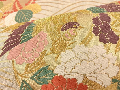 平和屋着物◎六通柄袋帯 瑞華錦 瑞祥鳳花文 唐織 金糸 正絹 逸品 BAAS9377ow