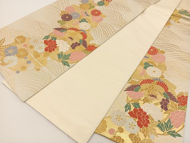 平和屋着物◎六通柄袋帯 瑞華錦 瑞祥鳳花文 唐織 金糸 正絹 逸品 BAAS9377ow