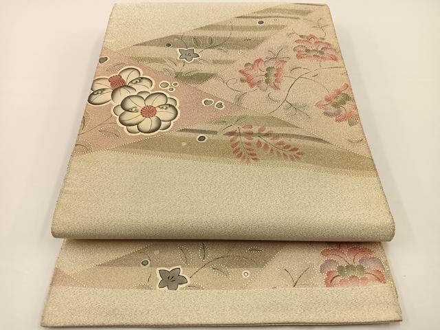 平和屋着物◎太鼓柄袋帯 辻が花 綴れ 銀糸 正絹 逸品 BAAS9395ow