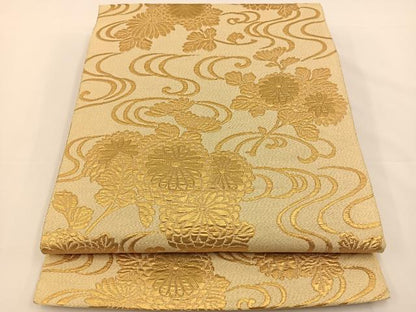 平和屋着物◎六通柄袋帯 光琳水花文 金糸 正絹 逸品 BAAS9449ow