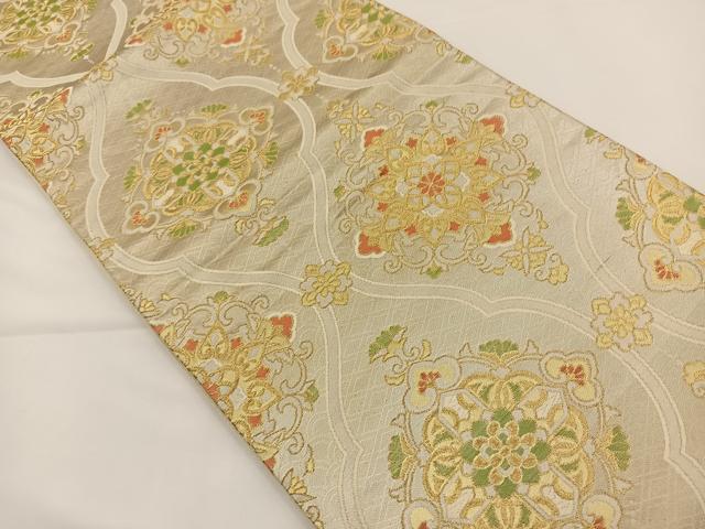 平和屋着物◎六通柄袋帯 縦枠花文 金銀糸 正絹 逸品 BAAS9452ow