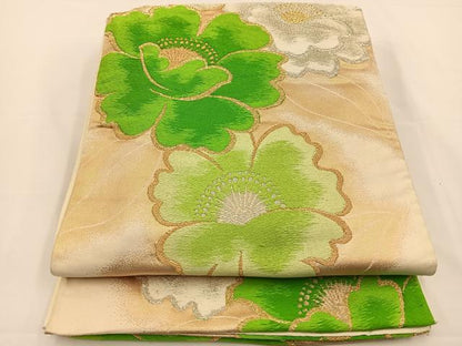 平和屋着物◎六通柄袋帯 唐織 舞花文 金銀糸 正絹 逸品 BAAS9466ow