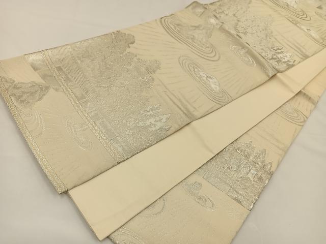 平和屋着物◎六通柄袋帯 石庭 銀糸 正絹 逸品 BAAS9468ow