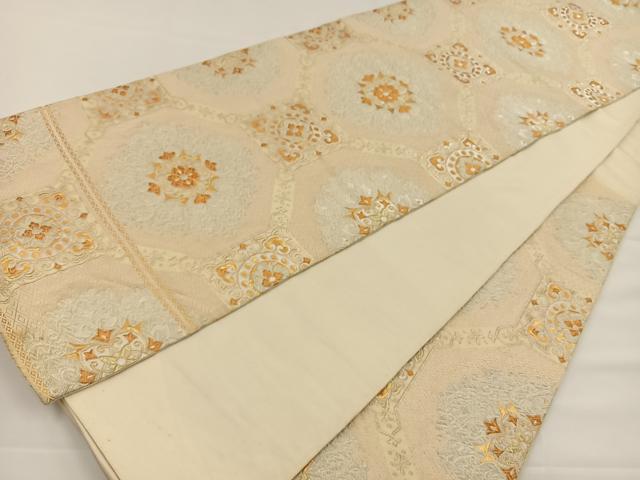 平和屋着物◎六通柄袋帯 蜀江花文 金銀糸 正絹 逸品 BAAS9470ow