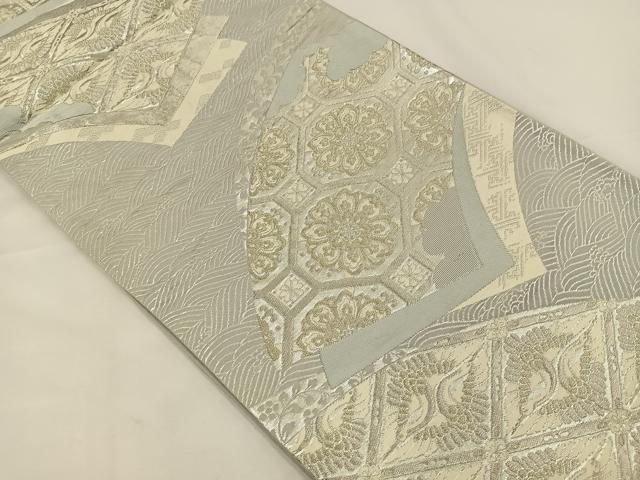 平和屋着物◎六通柄袋帯 唐織 地紙花文 金銀糸 正絹 逸品 BAAS9477ow