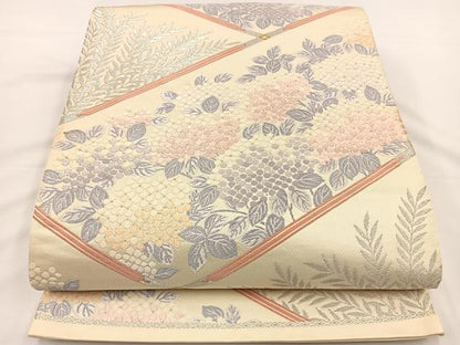 平和屋着物◎六通柄袋帯 唐織 紫陽花 金銀糸 正絹 逸品 BAAS9483ow