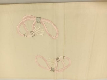 平和屋着物◎太鼓柄袋帯 総駒刺繍 笹 銀糸 正絹 逸品 BAAS9491ow