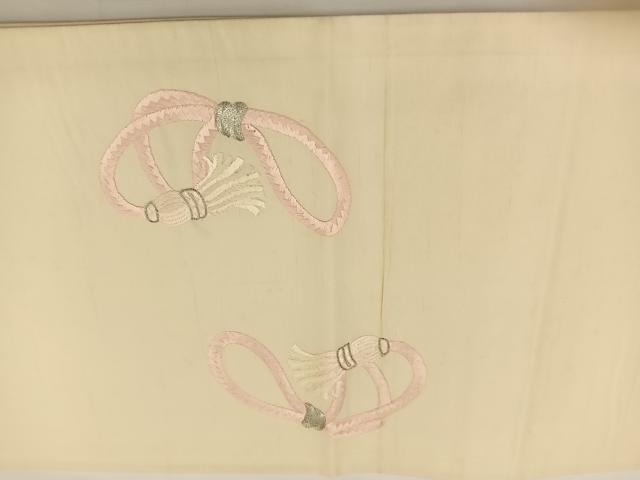 平和屋着物◎太鼓柄袋帯 総駒刺繍 笹 銀糸 正絹 逸品 BAAS9491ow