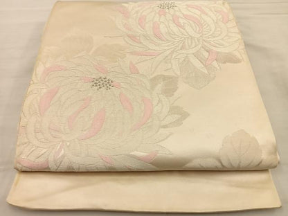 平和屋着物◎六通柄袋帯　唐織　乱菊　銀糸　正絹　逸品　BAAS9497ow