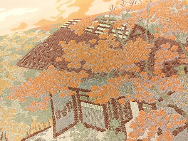 平和屋着物◎六通柄袋帯 唐織 風景文 正絹 逸品 BAAS9502ow