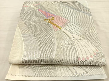 平和屋着物◎六通柄袋帯 唐織 孔雀 金銀糸 正絹 逸品 BAAS9504ow