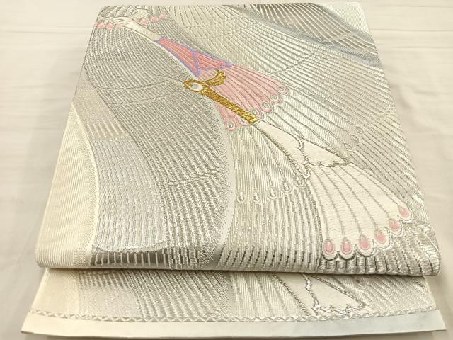 平和屋着物◎六通柄袋帯 唐織 孔雀 金銀糸 正絹 逸品 BAAS9504ow