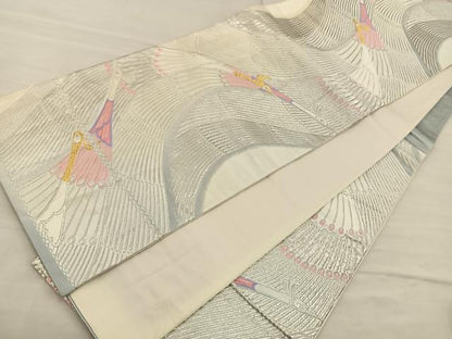 平和屋着物◎六通柄袋帯 唐織 孔雀 金銀糸 正絹 逸品 BAAS9504ow
