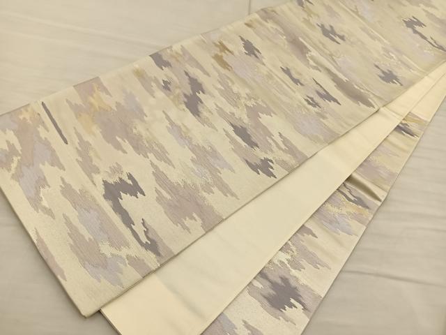 平和屋着物◎六通柄袋帯　霞文　銀糸　正絹　逸品　BAAS9511ow