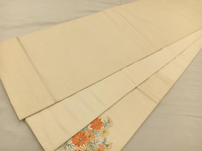 平和屋着物◎太鼓柄袋帯 総刺繍 扇面花文 正絹 逸品 BAAS9512ow